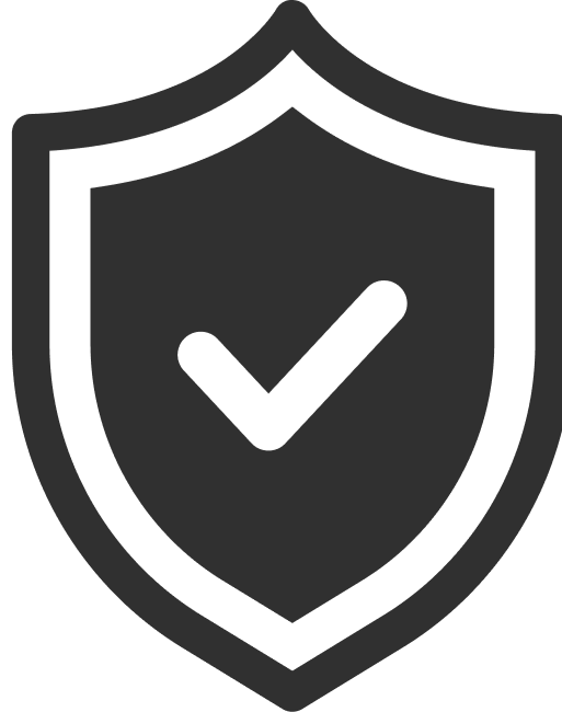 The Shipping Protection by Metalbird Canada features a black shield silhouette with a white check mark, symbolizing security and verification—ideal for complementing garden art or modern corten steel designs.