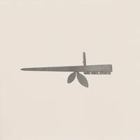 A minimalist illustration of Metalbird Canada’s Stick Bird Feeder, featuring a Swiss Army knife with leaves replacing tools on a light background—perfect as yard art or a unique gift for design lovers.