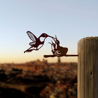 The limited edition Hummingbird & Chicks silhouette by Metalbird Canada, featuring a mother feeding her chicks in the nest, makes a perfect Mother’s Day gift.