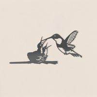A black-and-white paper cutout illustration of "Hummingbird & Chicks" by Metalbird Canada, set against a light background—a unique Mother's Day gift or collectible limited edition.